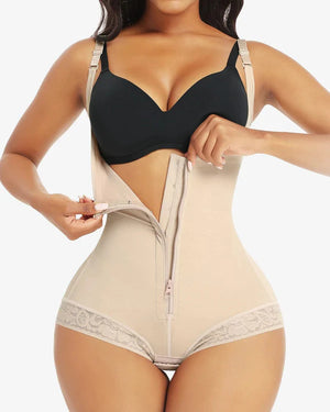 Bare Essentials™ AirSlim® Zipper Front Open Bust Brief Bodysuit