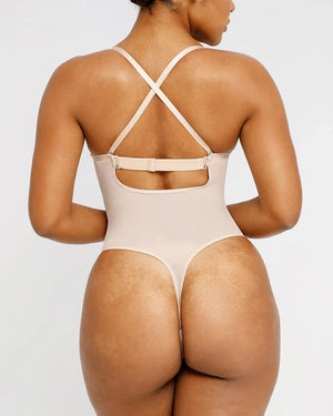 BOOT-YEAH™ MeshSmooth™ Deep Plunge Low-Back Thong Bodysuit