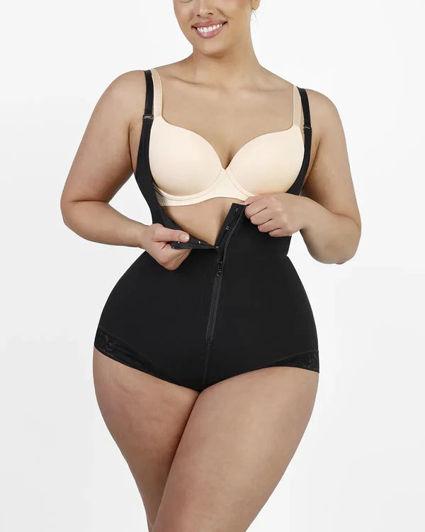 Bare Essentials™ AirSlim® Zipper Front Open Bust Brief Bodysuit