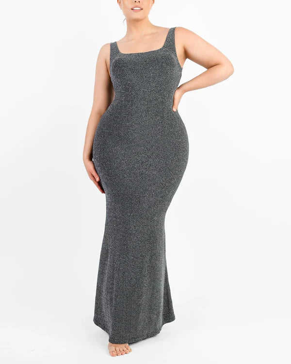 Robe sirène moulante sans manches et scintillante