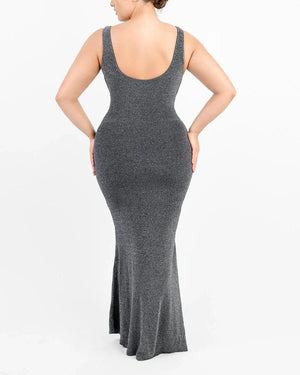 Robe sirène moulante sans manches et scintillante