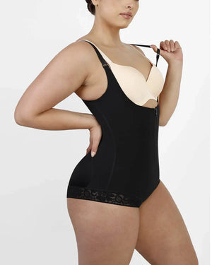 Bare Essentials™ AirSlim® Zipper Front Open Bust Brief Bodysuit