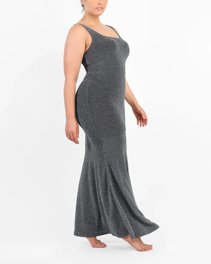 Robe sirène moulante sans manches et scintillante