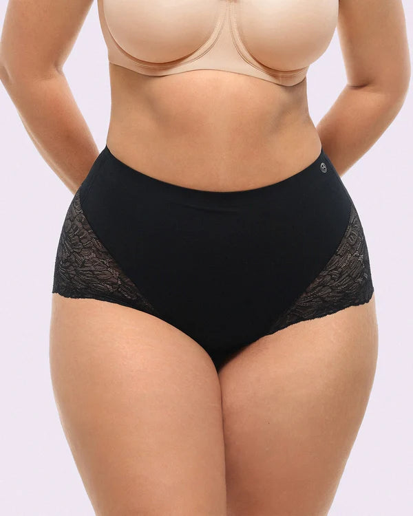 Bare Essentials™ MeshSmooth™ Mid-Waist Lace Panty