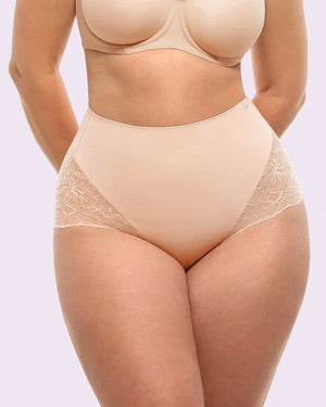 Bare Essentials™ MeshSmooth™ Mid-Waist Lace Panty
