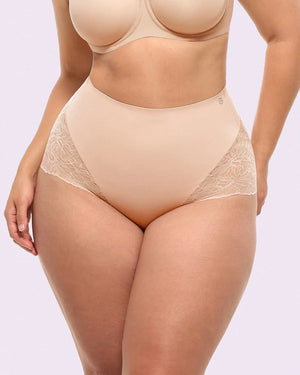 Bare Essentials™ MeshSmooth™ Mid-Waist Lace Panty