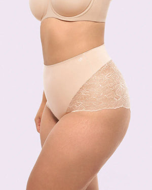 Bare Essentials™ MeshSmooth™ Mid-Waist Lace Panty