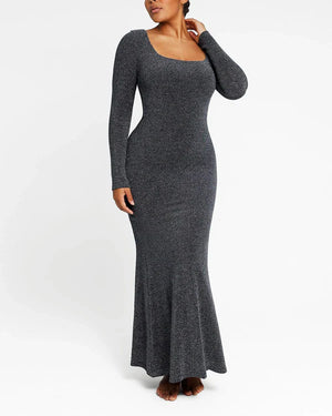 Robe sirène moulante à manches longues et brillante