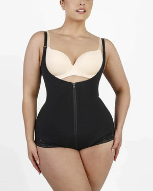 Bare Essentials™ AirSlim® Zipper Front Open Bust Brief Bodysuit
