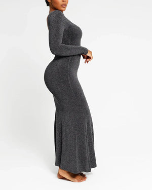 Robe sirène moulante à manches longues et brillante