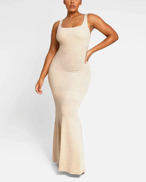 Robe sirène moulante sans manches et scintillante
