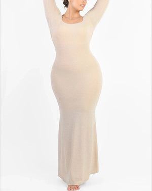 Robe sirène moulante à manches longues et brillante