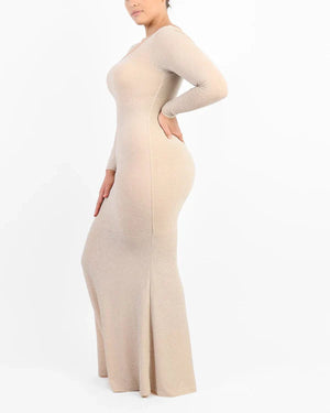 Robe sirène moulante à manches longues et brillante