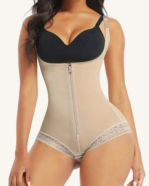 Bare Essentials™ AirSlim® Zipper Front Open Bust Brief Bodysuit